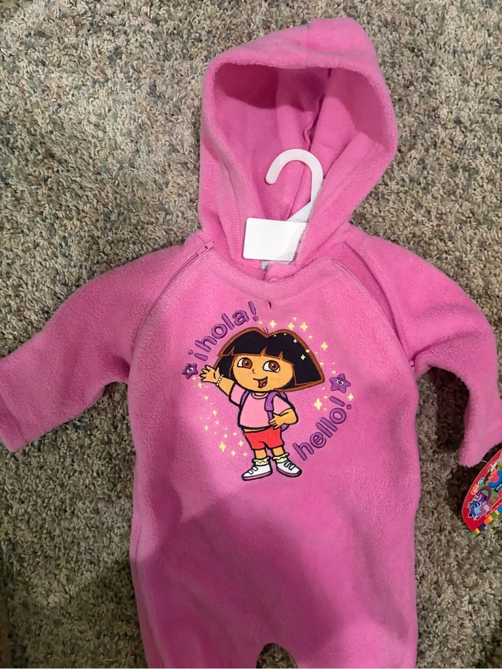 Dora the Explorer Pink/Purple 3/6 M Bunting Snowsuit Fleece Hard to Find Vintage